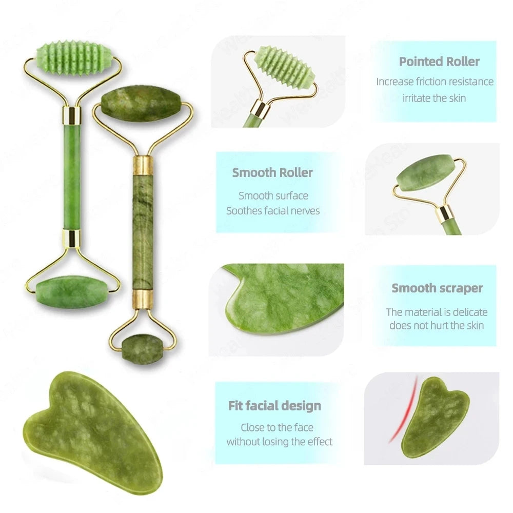 Glowify™ Jade Roller & Gua Sha Set – Sculpt, Lift & Depuff Your Skin