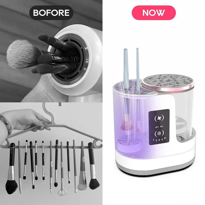 3 IN 1 Electric Makeup Brush Cleaner Machine With Makeup Brush Dryer-Holder-Portable Automatic USB Cosmetic Brushes Cleaner Tool