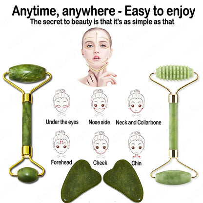 Glowify™ Jade Roller & Gua Sha Set – Sculpt, Lift & Depuff Your Skin